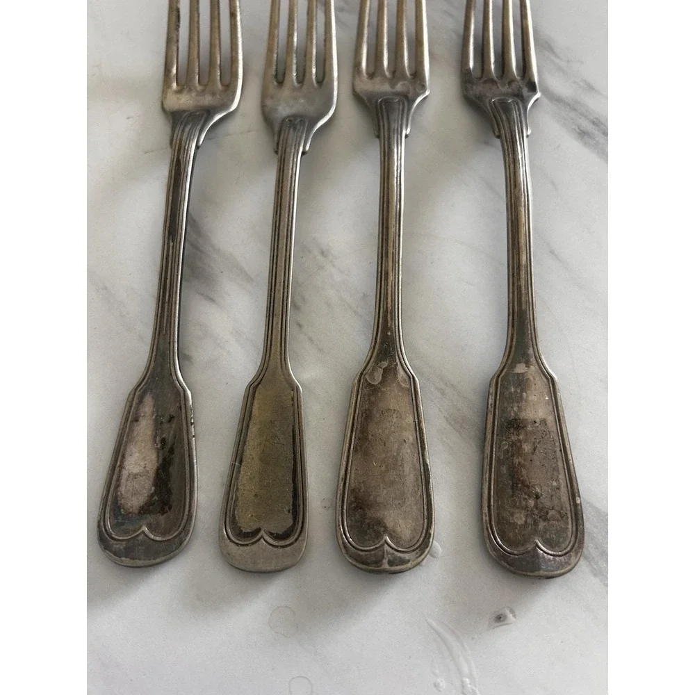 Christofle Hotel Collection Dinner Fork Silverplated France Chinon Lot of 4